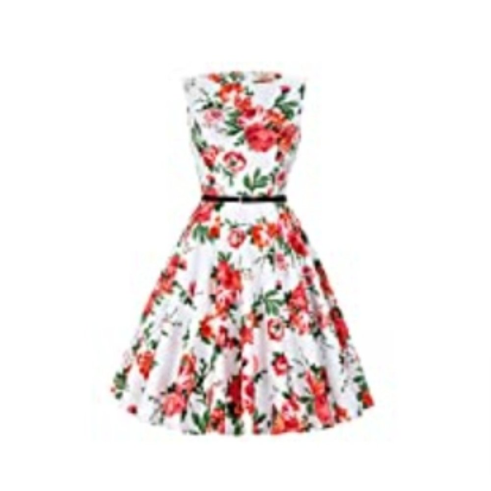 Floral boatneck swing dress